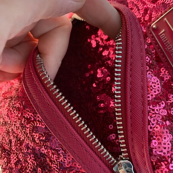 Loungefly Disney Parks Hot Pink Sequin Mini Backpack - Discontinued, Pre-Loved - Picture 6 of 14